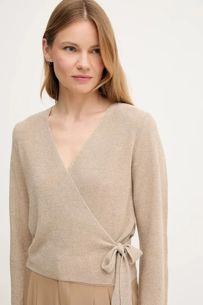 Oui Cardigan Donna Beige 3572358 miniatura 4