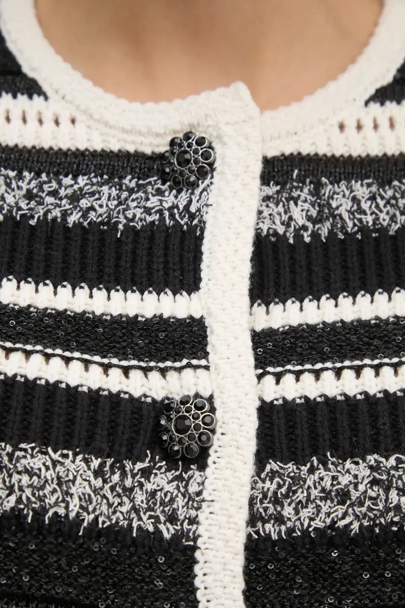 Oui Cardigan Donna Nero 3327162 miniatura 5