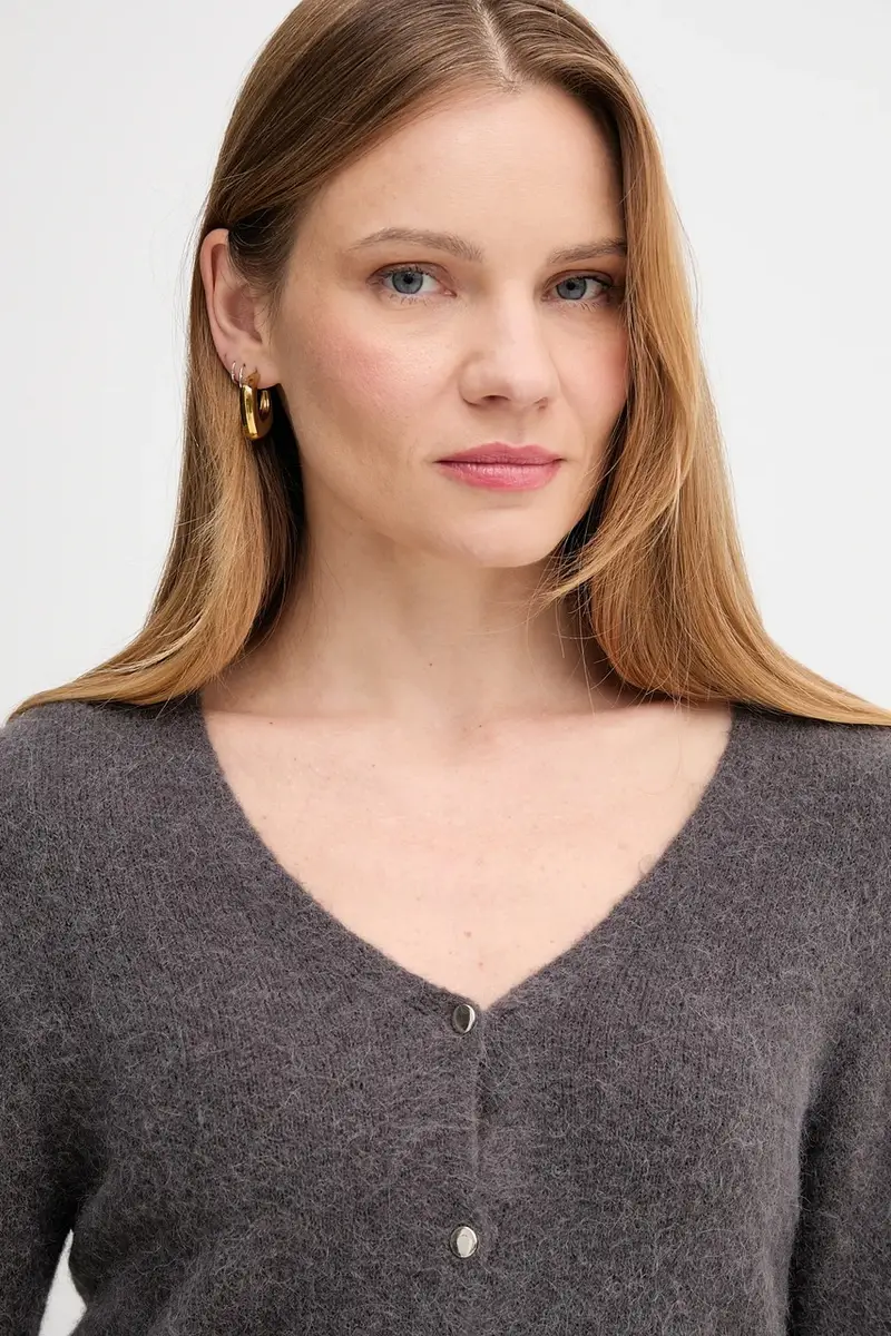 Oui Cardigan Donna Grigio 3610510 miniatura 4