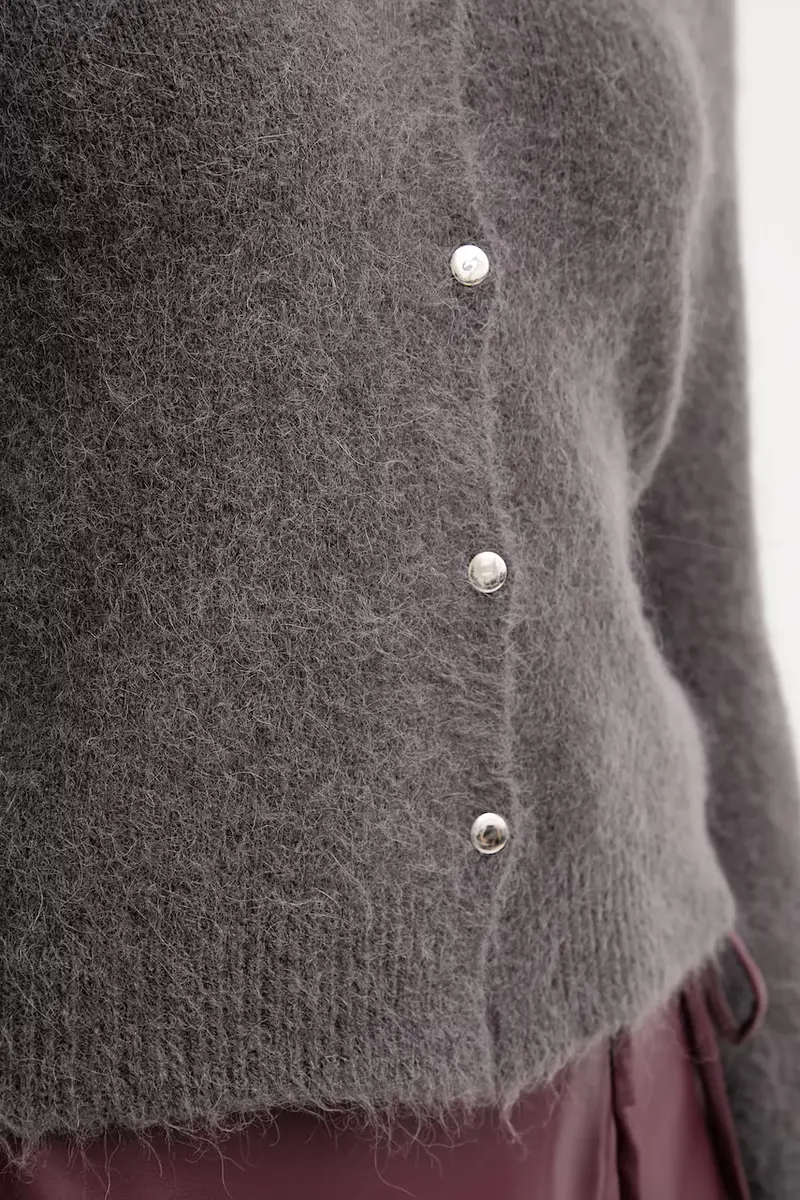 Oui Cardigan Donna Grigio 3610510 miniatura 5