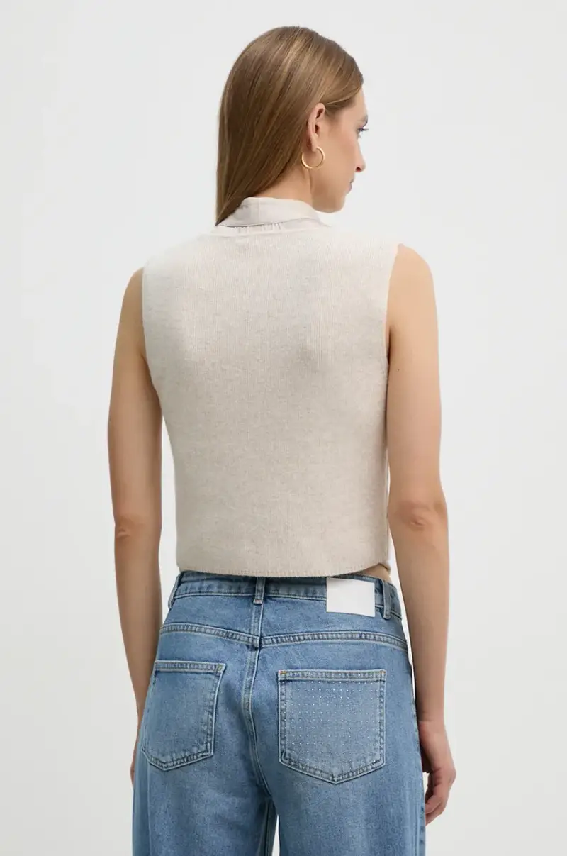 gilè con aggiunta di lana Beige miniatura 3