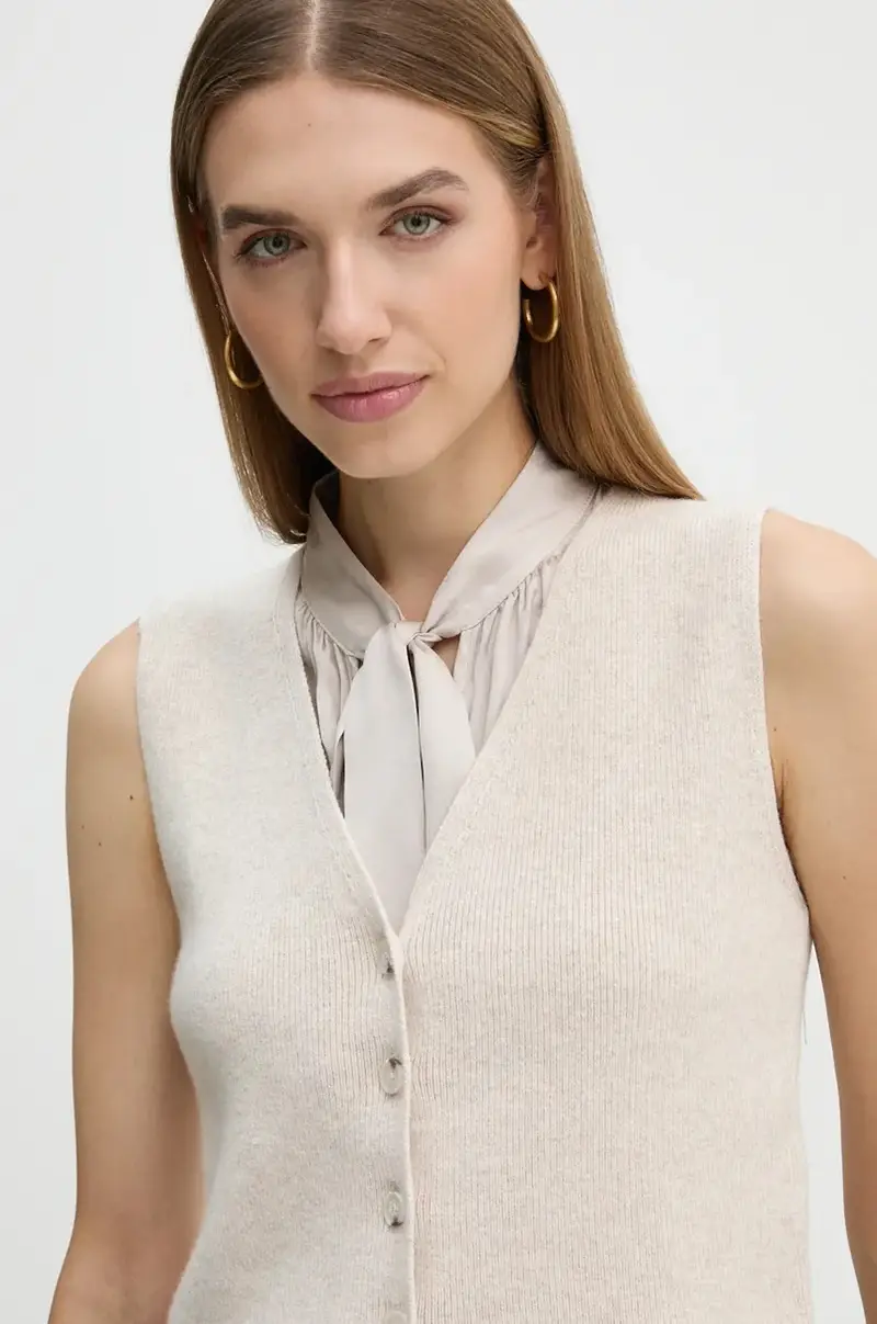 gilè con aggiunta di lana Beige miniatura 4