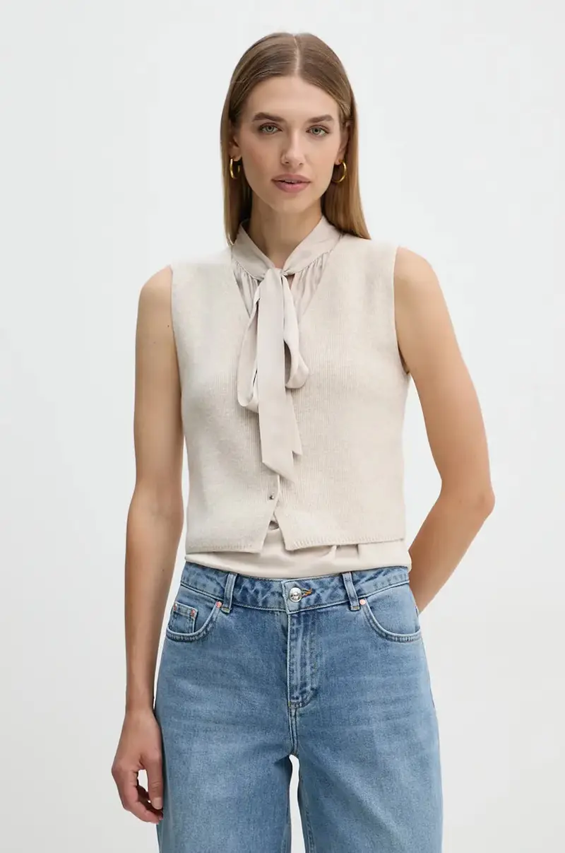 gilè con aggiunta di lana Beige