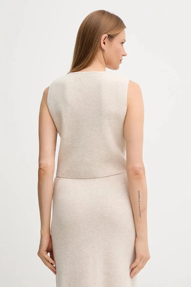 gilè in lana donna colore beige 86170 miniatura 3
