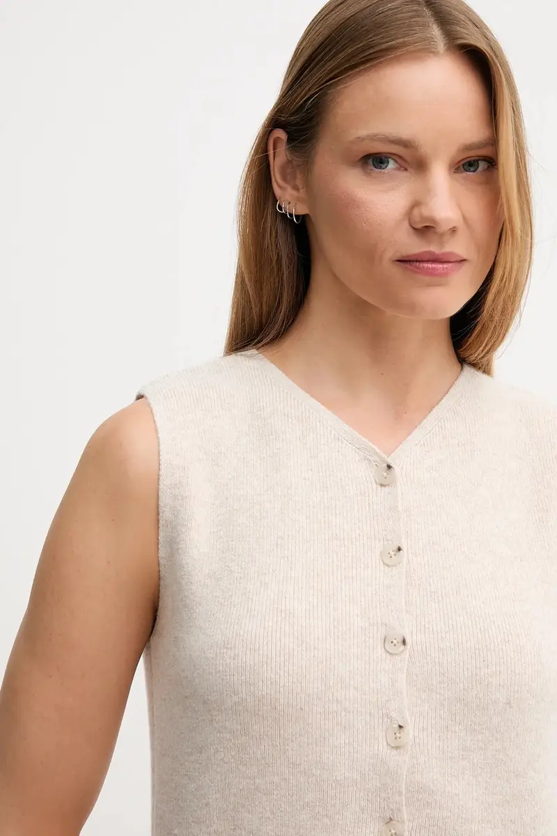 gilè in lana donna colore beige 86170 miniatura 4