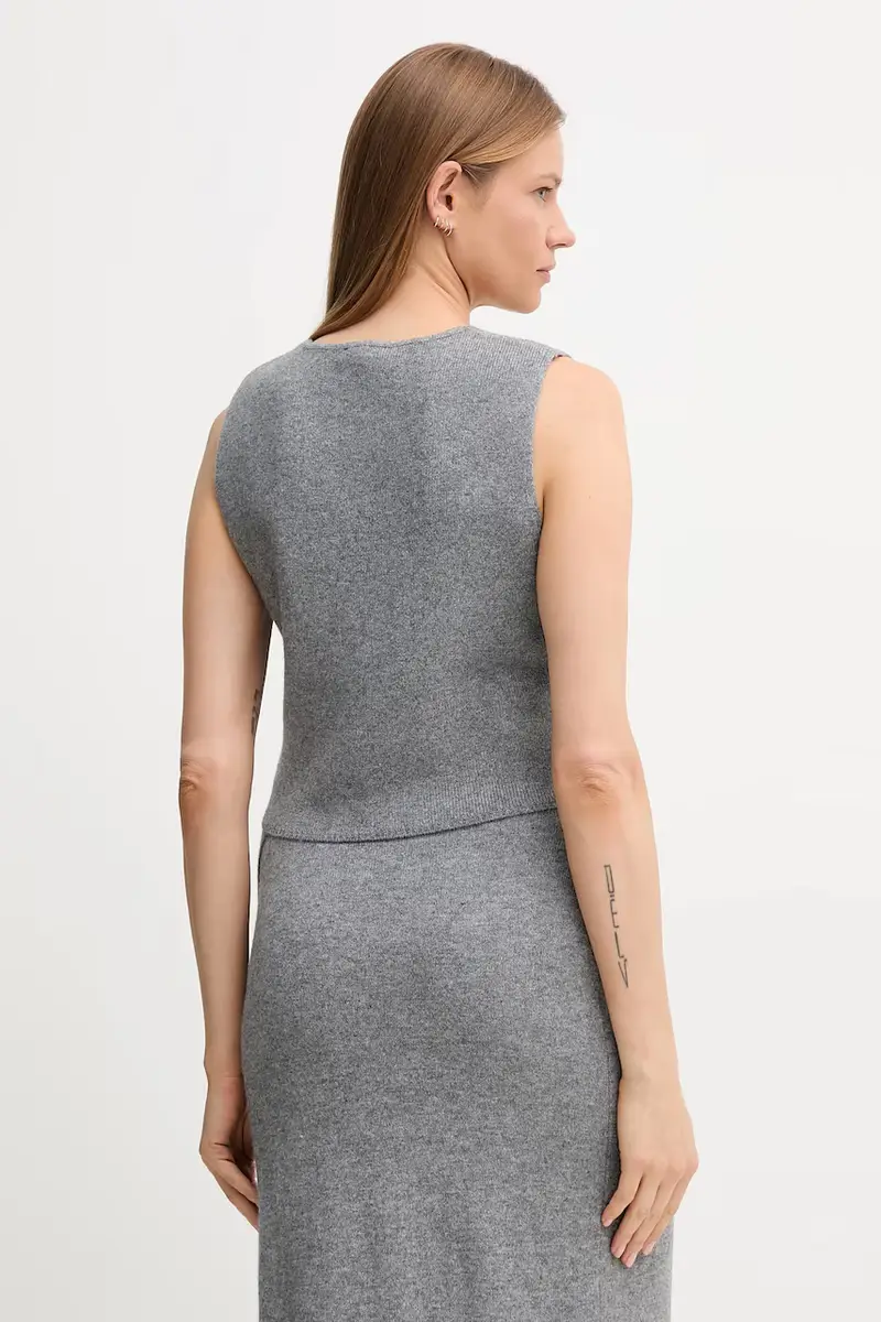 gilè in lana donna colore grigio 86170 miniatura 3