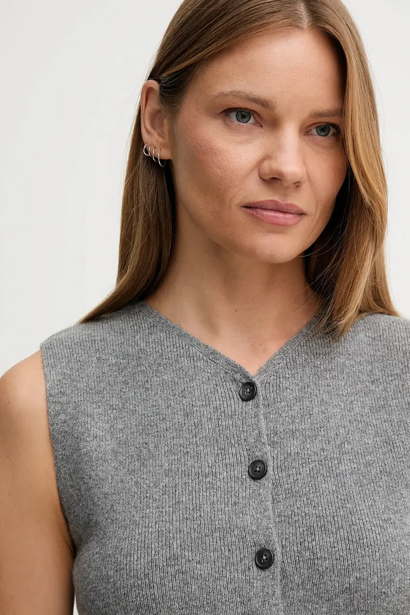 gilè in lana donna colore grigio 86170 miniatura 4