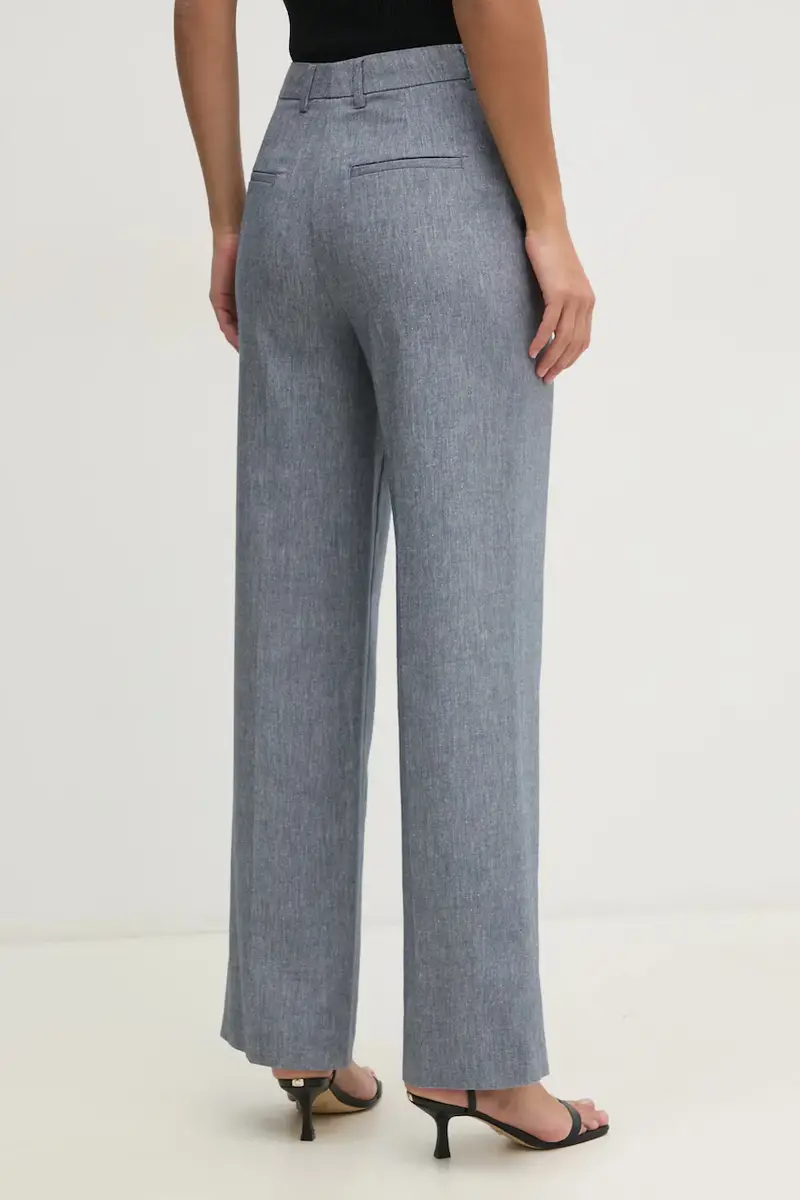 pantaloni in lino misto donna colore blu 91740 miniatura 3