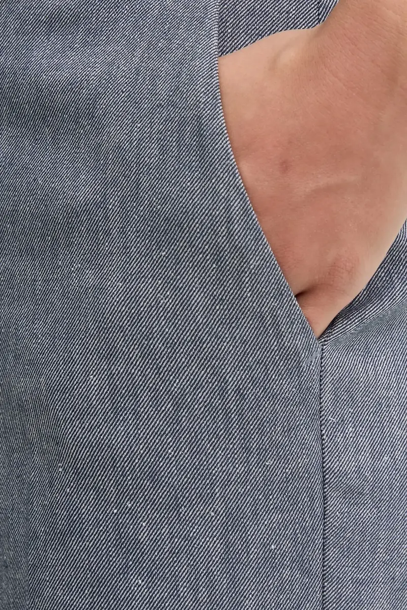 pantaloni in lino misto donna colore blu 91740 miniatura 4