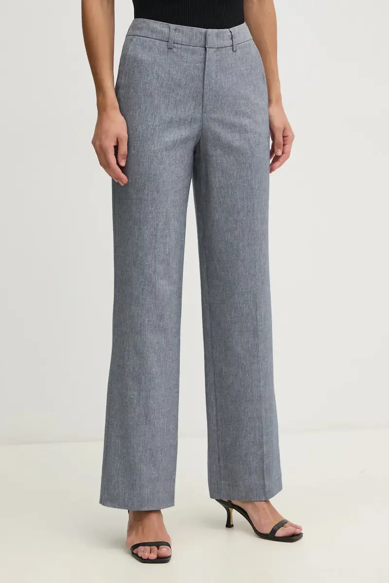 pantaloni in lino misto donna colore blu 91740