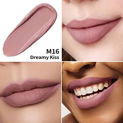 Oulac Rossetto Liquido Matte, Rosa Nudo Rossetti Colore Intenso, Tinta Labbra Finish Matte, Lunga Tenuta, Ricco di miniatura 3