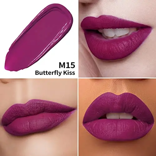 Oulac Rossetto Liquido Matte, Viola Rossetti Colore Intenso, Tinta Labbra Finish Matte, Lunga Tenuta, Ricco di vitamina miniatura 3