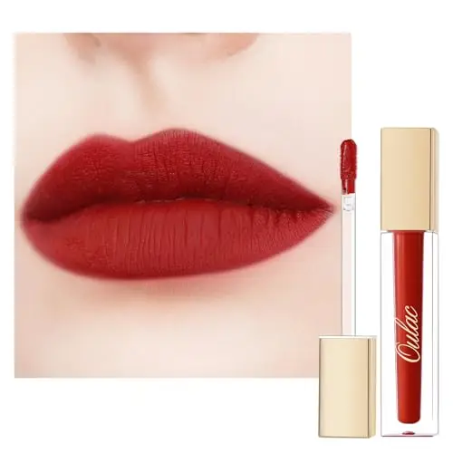 Oulac Rosso Rossetto Liquido Matte, Colore Intenso, Tinta Labbra Finish Matte, No Transfer, Lunga Tenuta, Ricco di