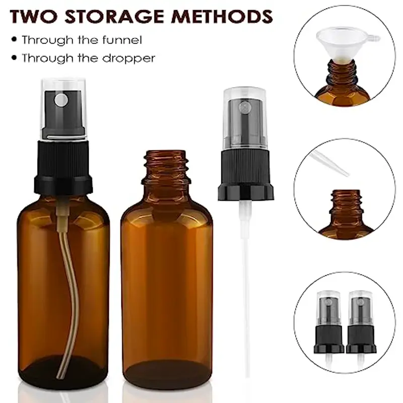 Oulesvte 3 Pezzi Flaconi spray in Vetro Ambrato, 50 ml Bottiglie Spray, Portatile Nebulizzatore, Spray Ricaricabile per Nebulizzazione Fine, Flacone Spray Vuoto Piccoli per Profumi, Liquidi Cosmetici miniatura 3