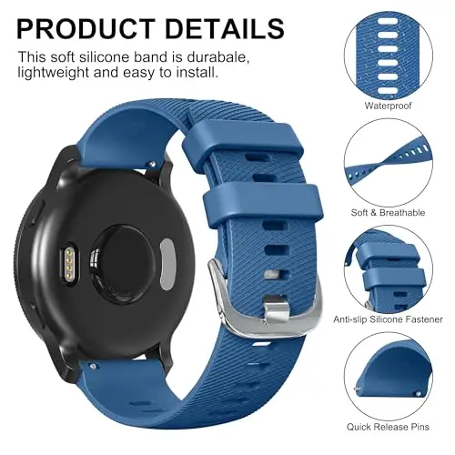 Oumida Cinturino per 22mm 20mm 18mm Orologio, Cinturini di Ricambio in Silicone con Rilascio Rapido, Impermeabile miniatura 2