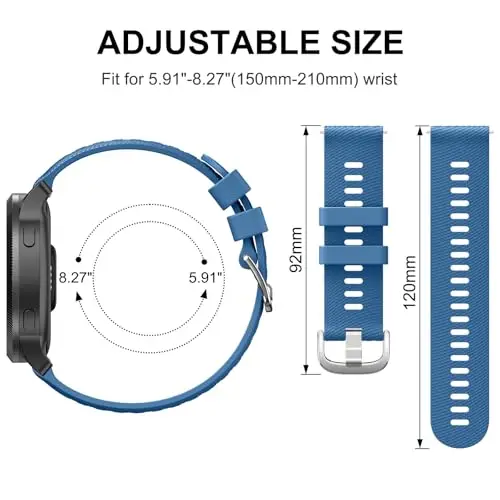 Oumida Cinturino per 22mm 20mm 18mm Orologio, Cinturini di Ricambio in Silicone con Rilascio Rapido, Impermeabile miniatura 3