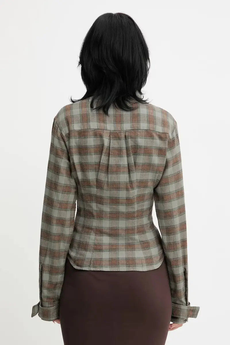 camicia in cotone Envelop donna colore verde W4252EI miniatura 3