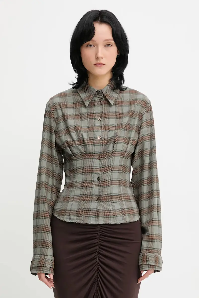 camicia in cotone Envelop donna colore verde W4252EI