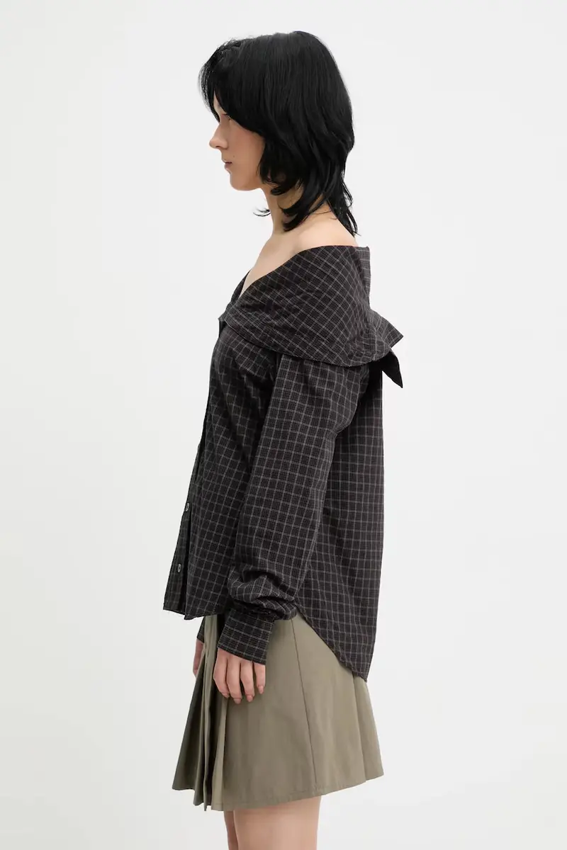 camicia in cotone Kaonashi donna colore nero W4252KB miniatura 2