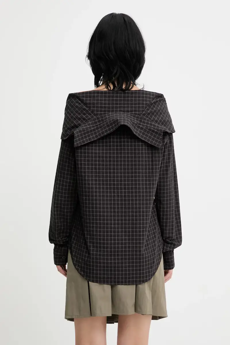 camicia in cotone Kaonashi donna colore nero W4252KB miniatura 3