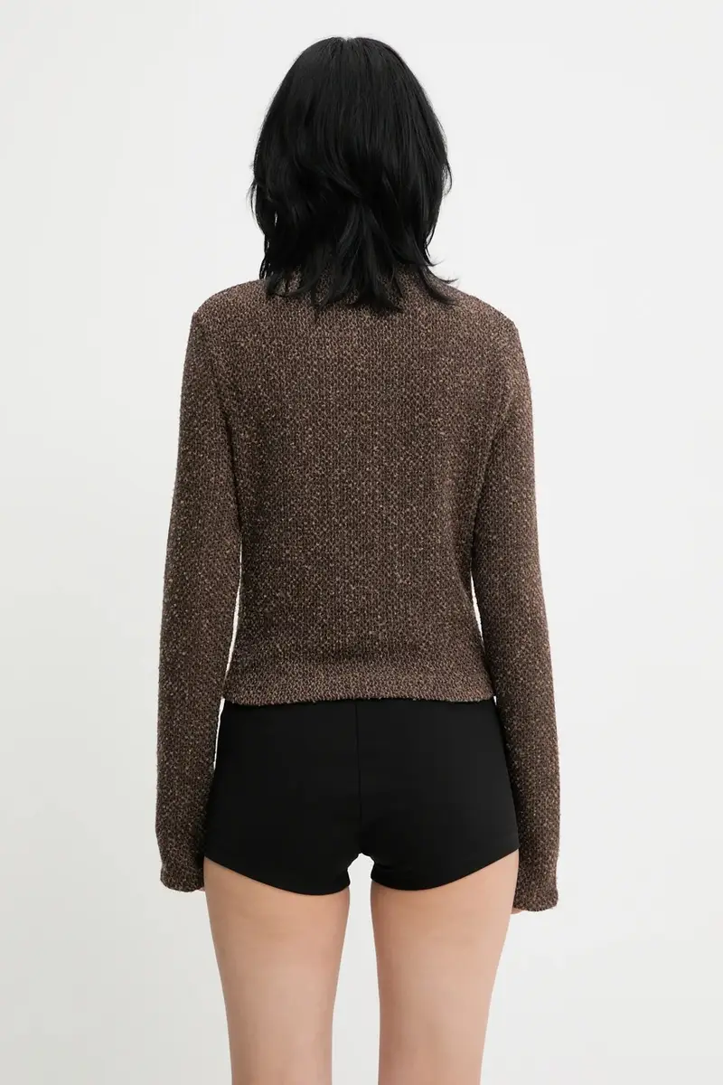 cardigan con lana colore marrone W4256SB miniatura 3