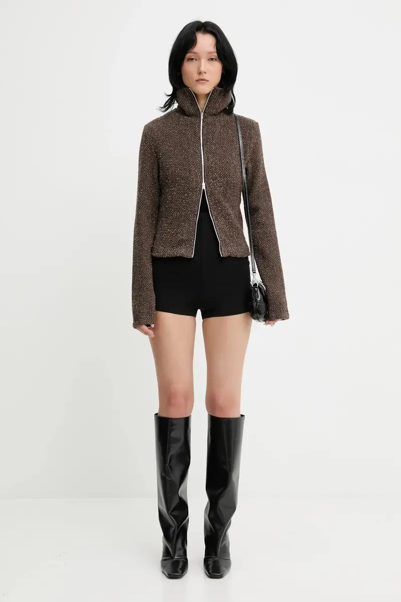 cardigan con lana colore marrone W4256SB miniatura 5