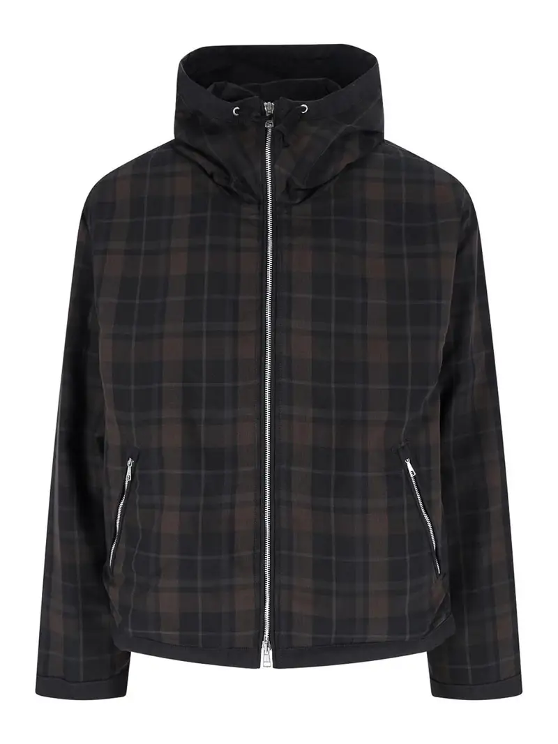 Felpa Zip A Quadri Nero