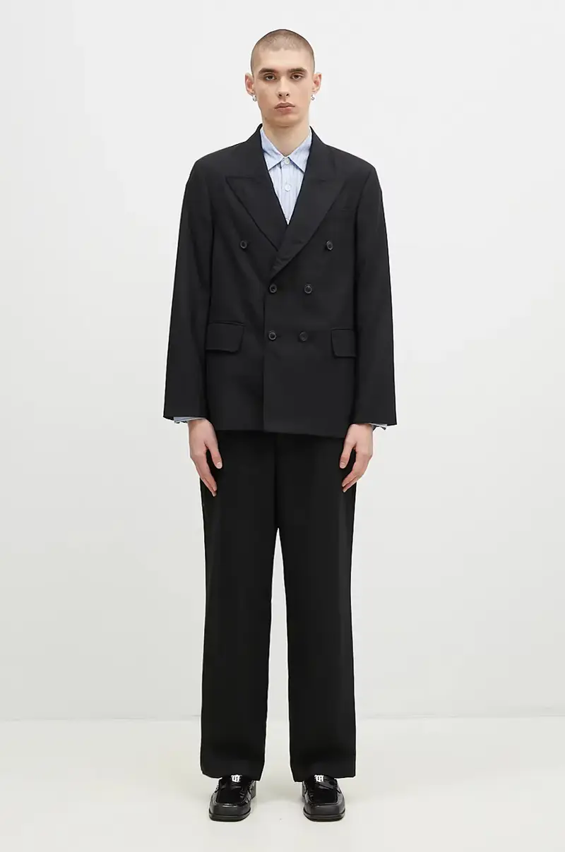 pantaloni in lana Borrowed Chino colore nero M421BBPW miniatura 5