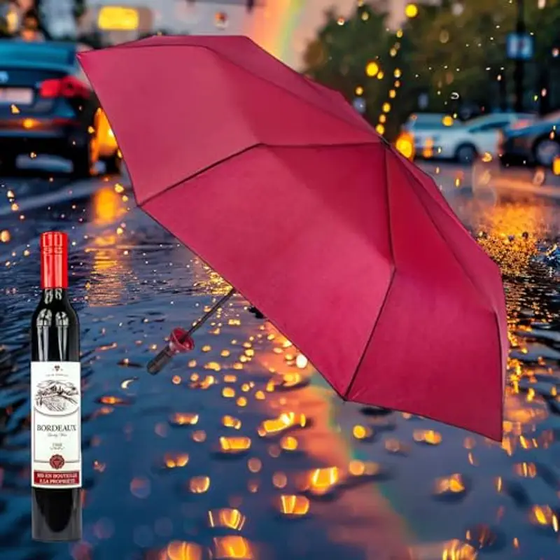 Out of the blue Ombrello Tascabile, Bottiglia di Vino, Rosso Scuro, D: 90 cm, da Pioggia miniatura 2