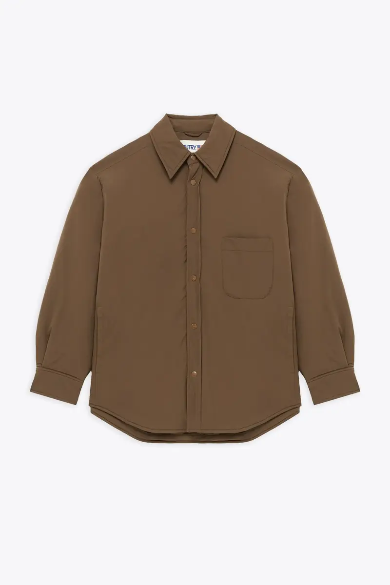Overshirt imbottita in nylon marrone