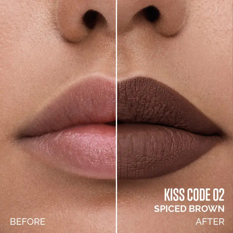 Labbra KISS CODE 02 SPICED BROWN - marrone intenso freddo - Rossetti miniatura 3