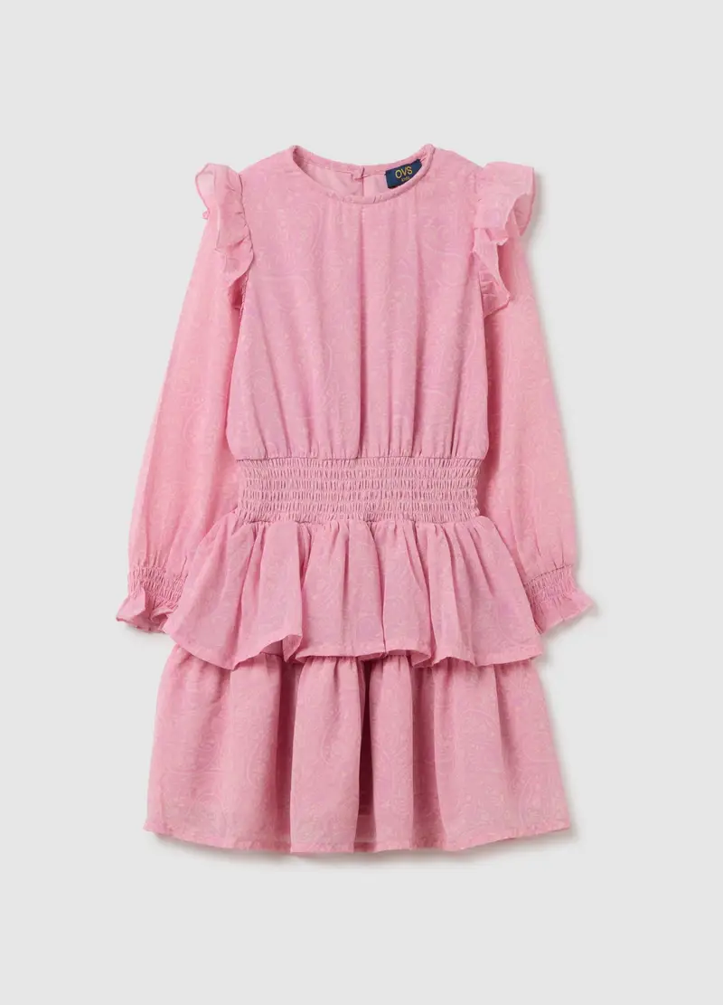 OVS, Abito Da Bambina In Rosa Regular Fit Con Balze, Rosa, Taglia: 4-5