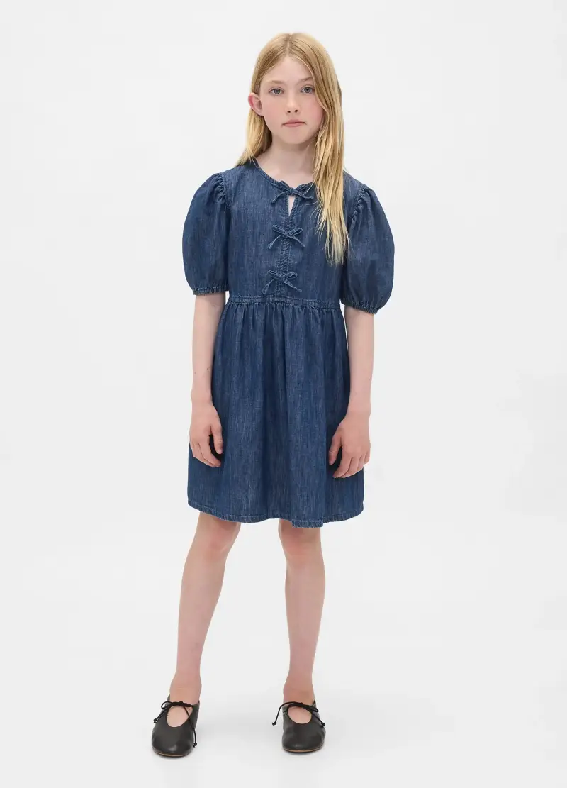 Abito In Denim Per Bambina, Nero