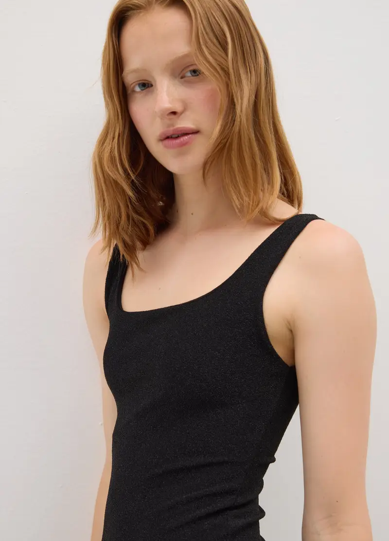 OVS, Abito In Misto Metal Fibre Nero Fitted, Donna, Nero, Taglia: XS miniatura 2