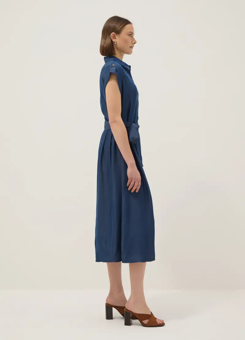 Abito In Puro Lyocell Blu Regular Fit, Donna, Blu