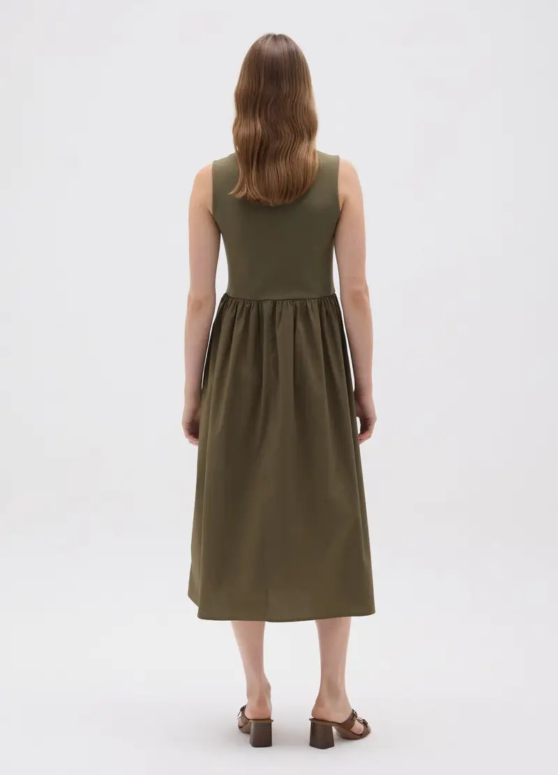 OVS, Abito Midi In Cotone Elasticizzato Verde, Donna, Verde, Taglia: XS miniatura 2