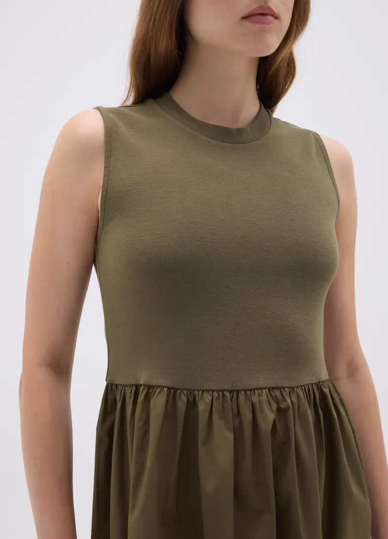 OVS, Abito Midi In Cotone Elasticizzato Verde, Donna, Verde, Taglia: XS miniatura 3