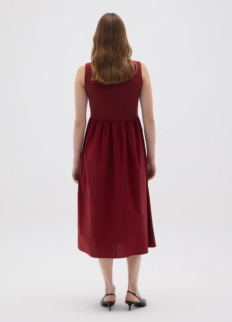 OVS, Abito Midi In Cotone Rosso Regular Fit, Donna, Rosso, Taglia: XS miniatura 2