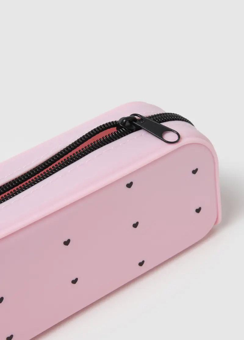 Astuccio In Silicone Rosa Con Design A Cuori, Donna, Rosa miniatura 3