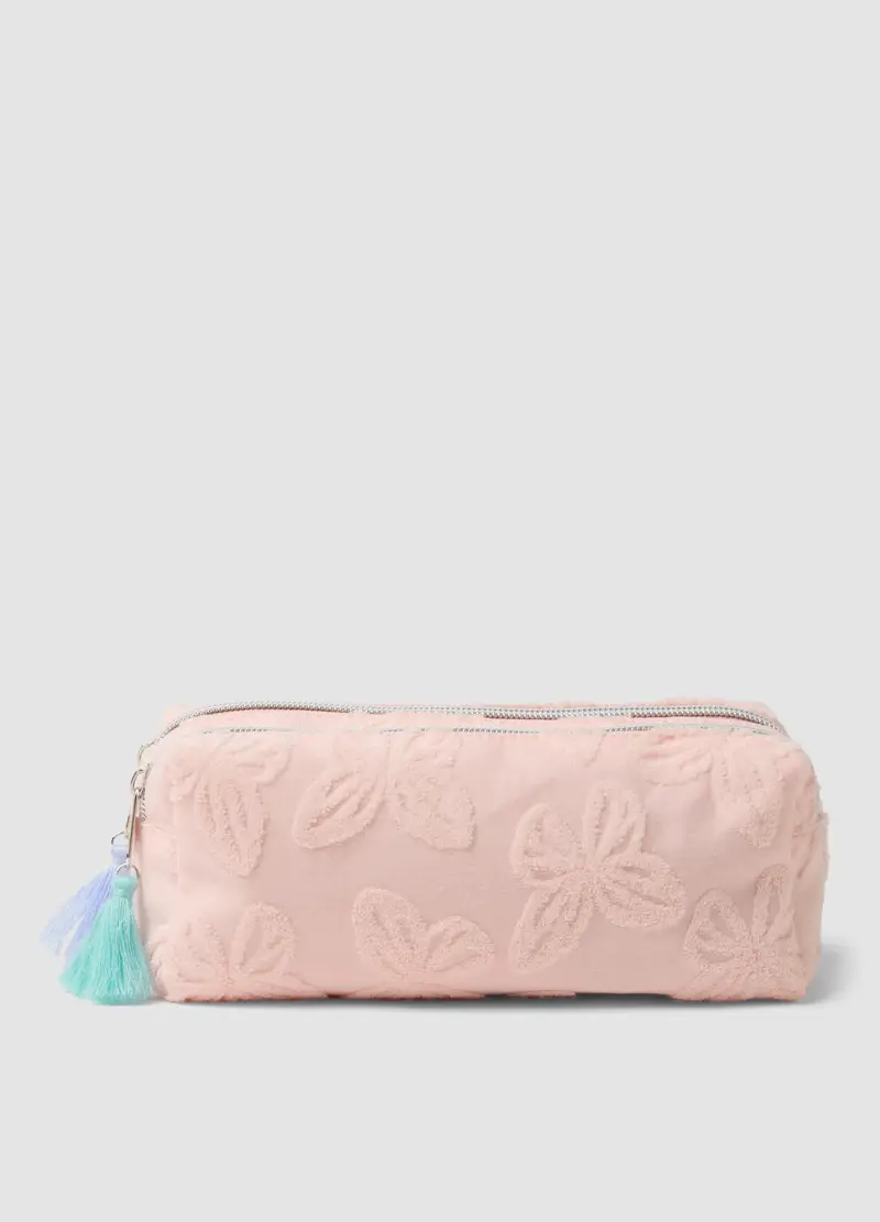 Astuccio Rosa Con Ricamo A Farfalla, Donna, Rosa