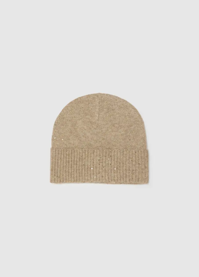 Beanie Beige In Misto Tessuto Elasticizzato, Donna, Beige