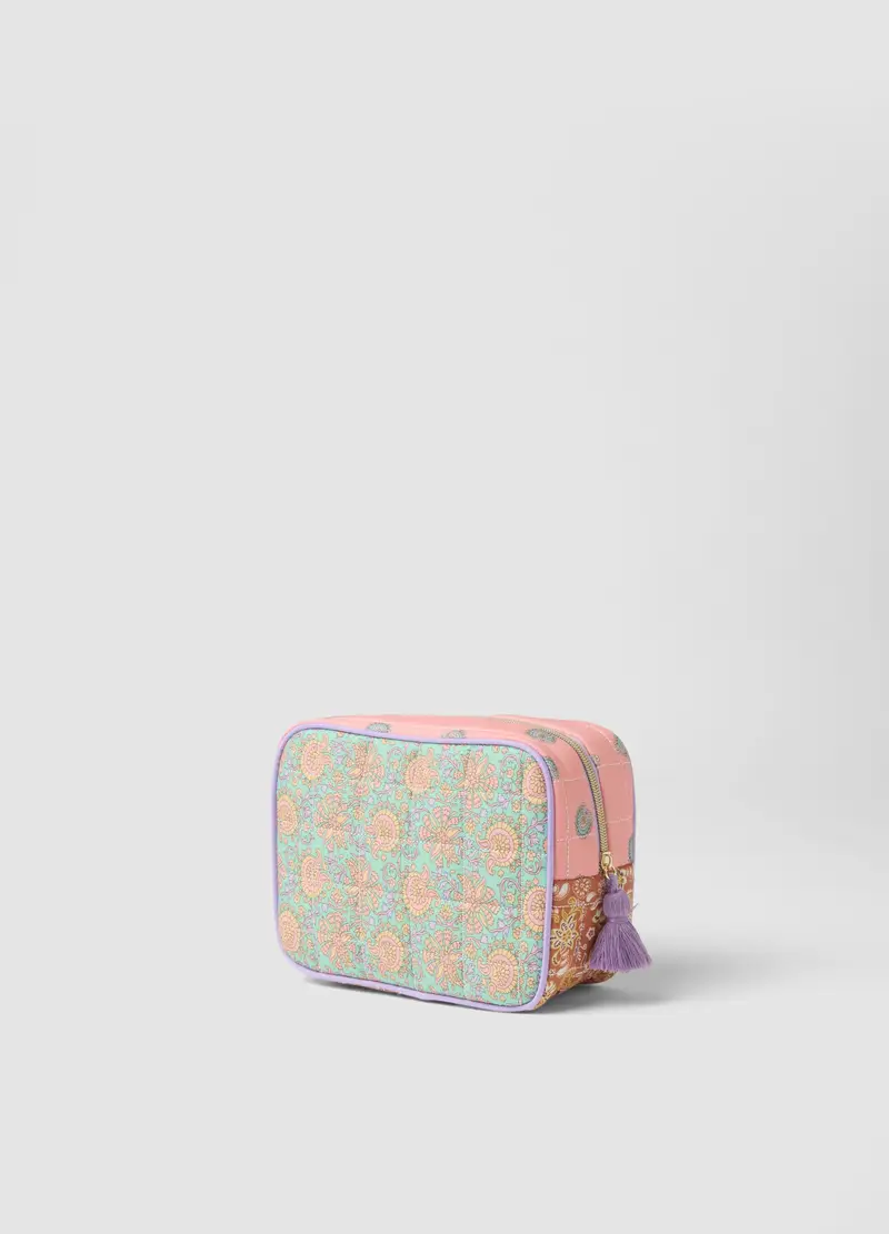 Beauty Case In Puro Cotone Multicolor Con Fantasia, Donna, Multicolor miniatura 2
