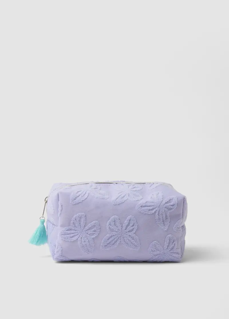 Beauty Case Viola Con Dettagli Farfalla, Donna, Viola