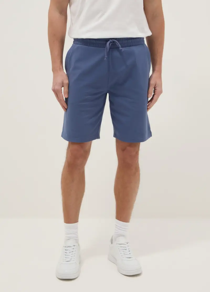Bermuda In Misto Cotone Blu Regular Fit, Uomo, Blu miniatura 2