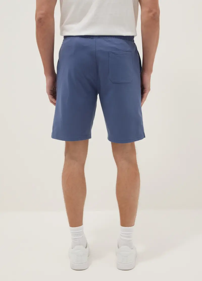 Bermuda In Misto Cotone Blu Regular Fit, Uomo, Blu miniatura 3