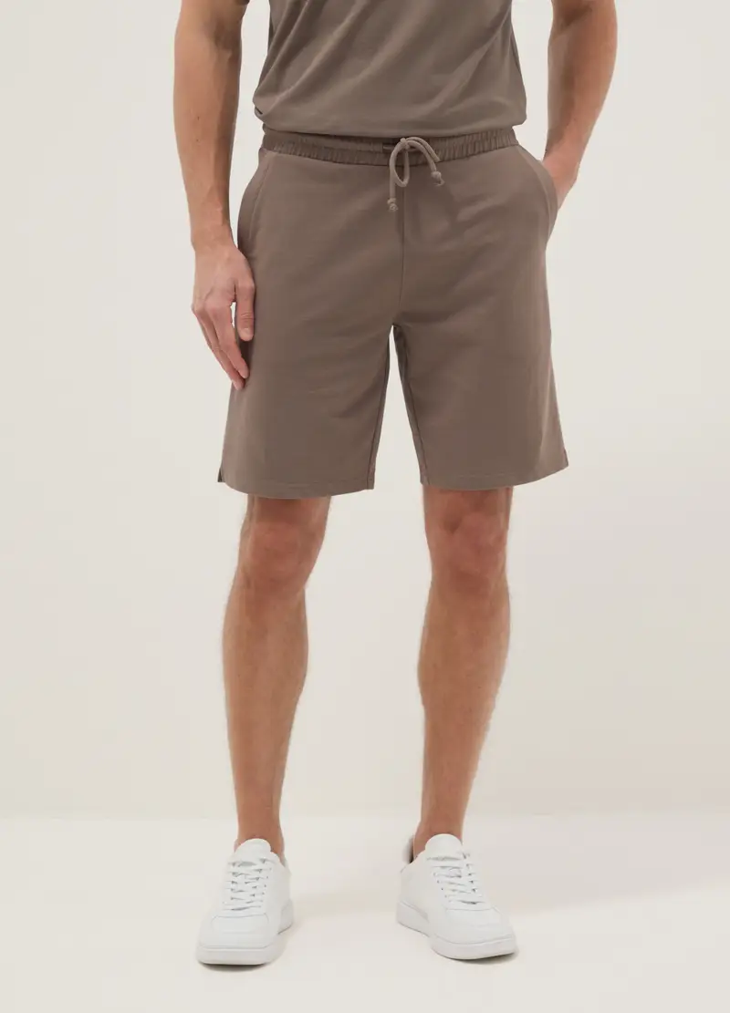 Bermuda In Misto Cotone Marrone Regular Fit, Uomo, Marrone miniatura 2