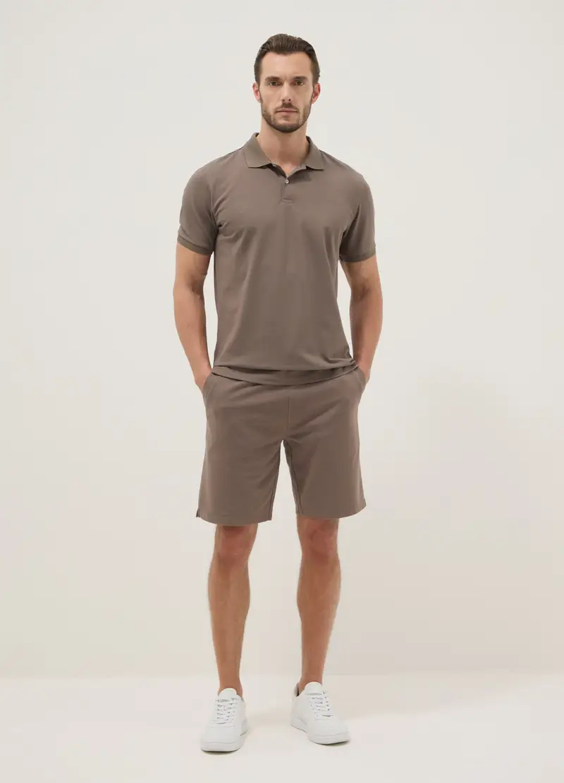 Bermuda In Misto Cotone Marrone Regular Fit, Uomo, Marrone