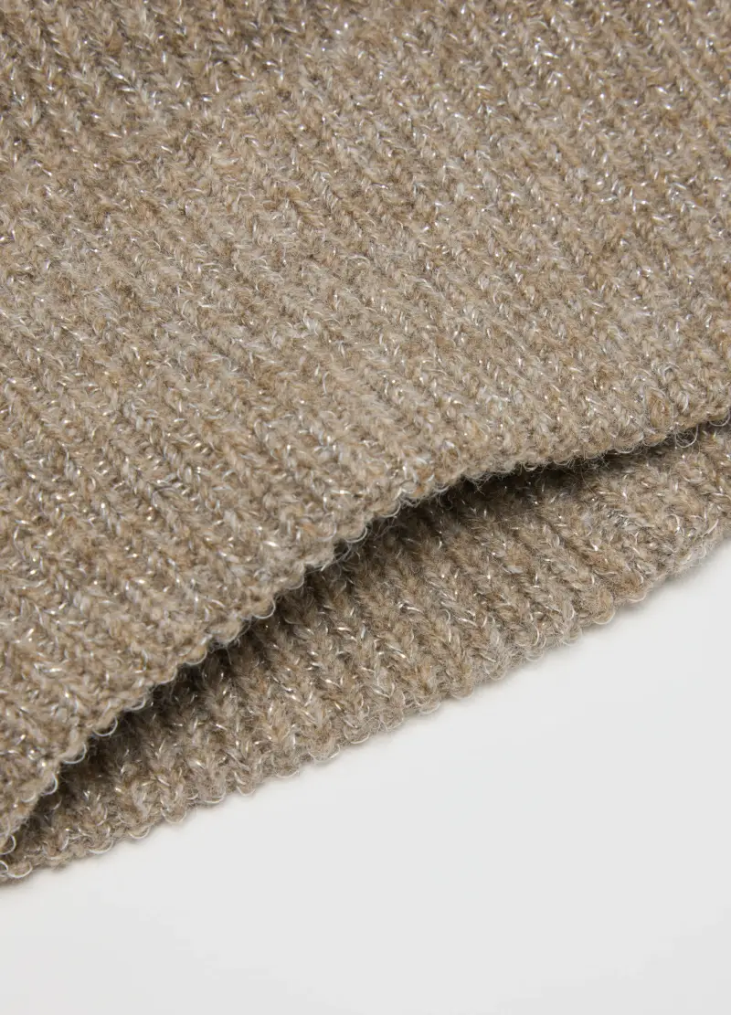 Berretto Beige In Misto Lana Lavorato A Maglia, Donna, Beige miniatura 2