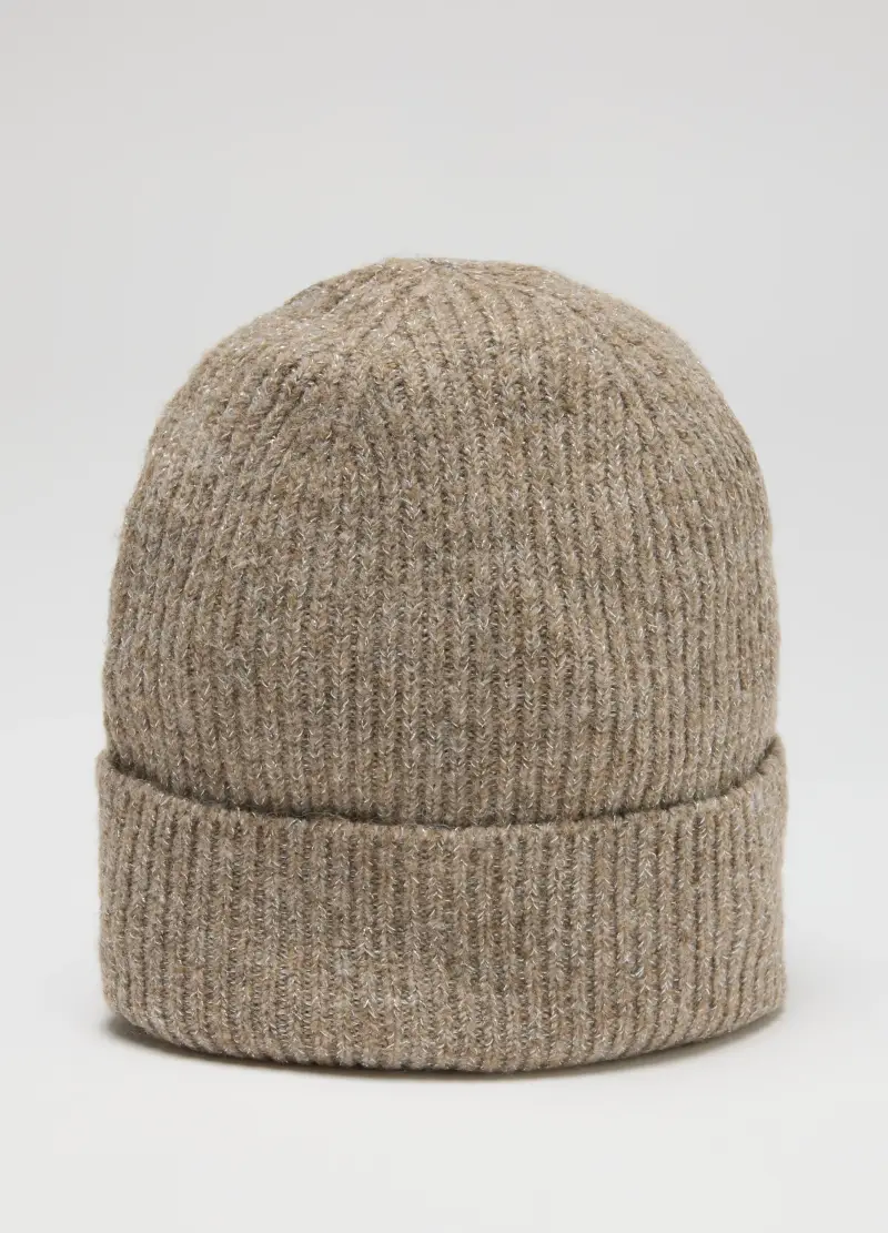 Berretto Beige In Misto Lana Lavorato A Maglia, Donna, Beige miniatura 3