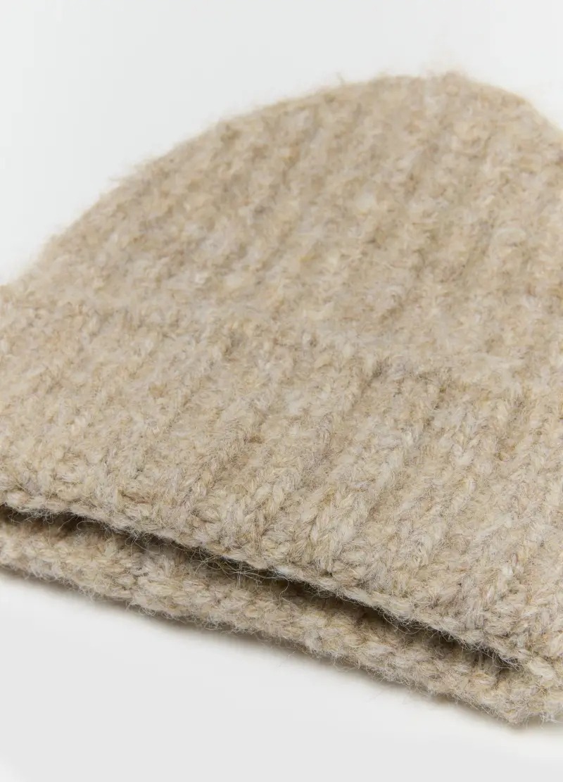 Berretto Beige Lavorato In Maglia Jersey, Donna, Beige miniatura 2